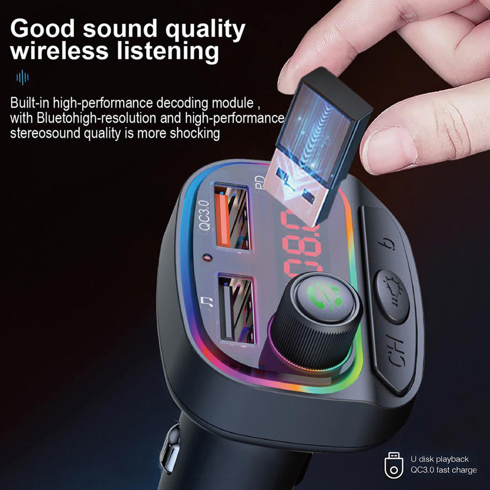 C14 PD Bluetooth Car Adapter FM Transmitter USB AUX Radio
