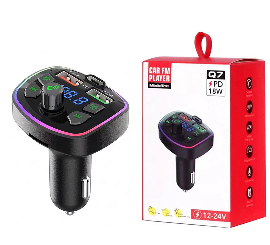 Q7 PD Bluetooth Car Adapter FM Transmitter USB AUX Radio