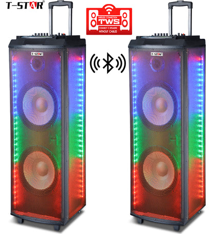 T-1128A Dual 12” Speaker Rechargeable System with True Wireless