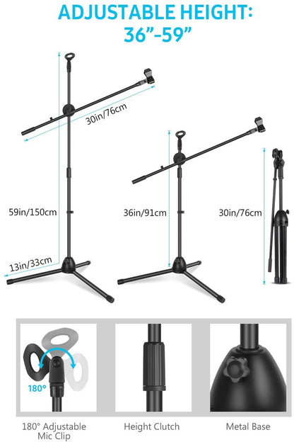 XWJ-1813 Microphone Long Stand Adjustable Mic Stand Boom